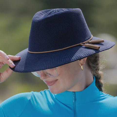 Evoke - Caroline Polyester Fedora Hat - Navy