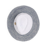 Evoke -Aston Polyester Fedora Hat - White/Light Blue