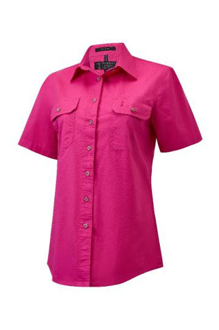 Womens Open Front Short Sleeve Shirt