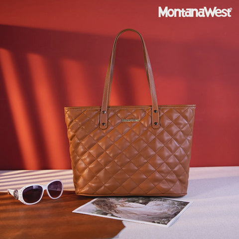 Montana West USA - Quilted Carry-All Tote - Brown