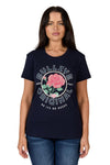 Rose Women's Short Sleeve T Shirt - Navy