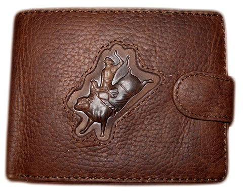 Mens Leather Wallet - Tri Fold - Bull Rider