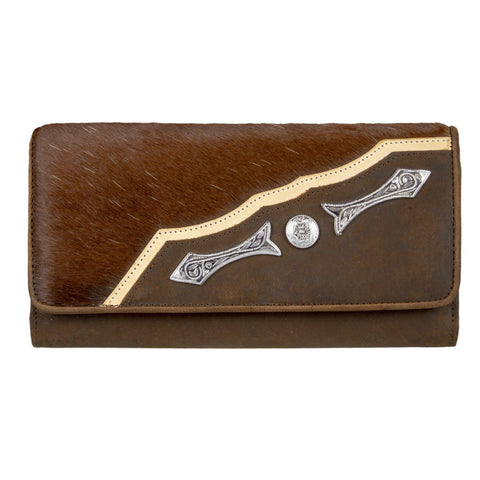 Ladies Purse - Cowhide Hair On Leather - Brown