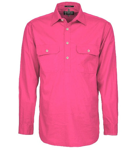 Mens Pilbara Closed Front 3/4 button L/S Shirt - Colours 1